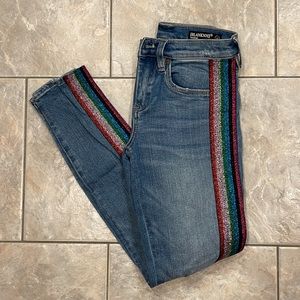 Blank NYC denim skinny jeans with rainbow trim
